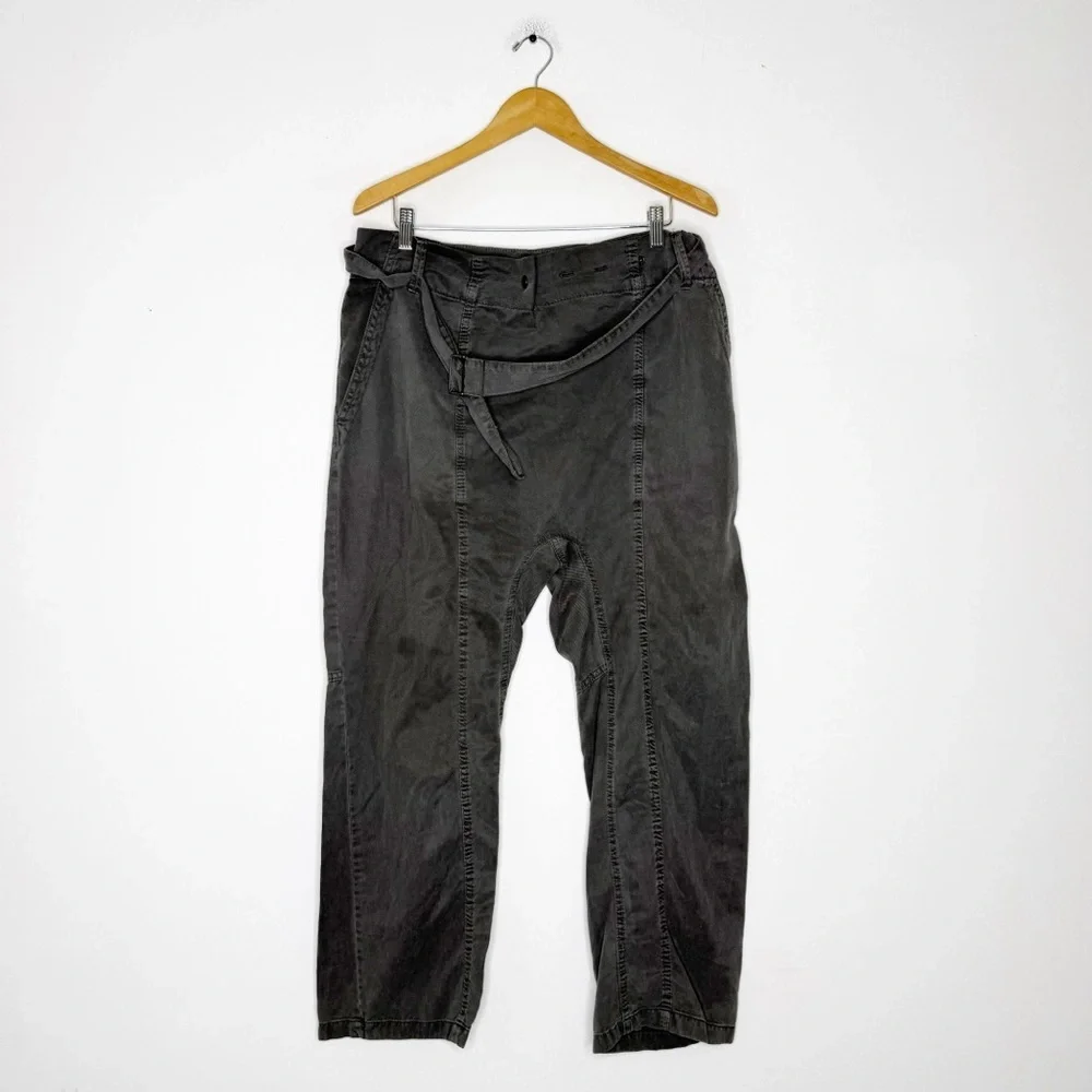 Zara Belted Utility Trouser Pants Size Small Anthracite Gray women’s relaxed
